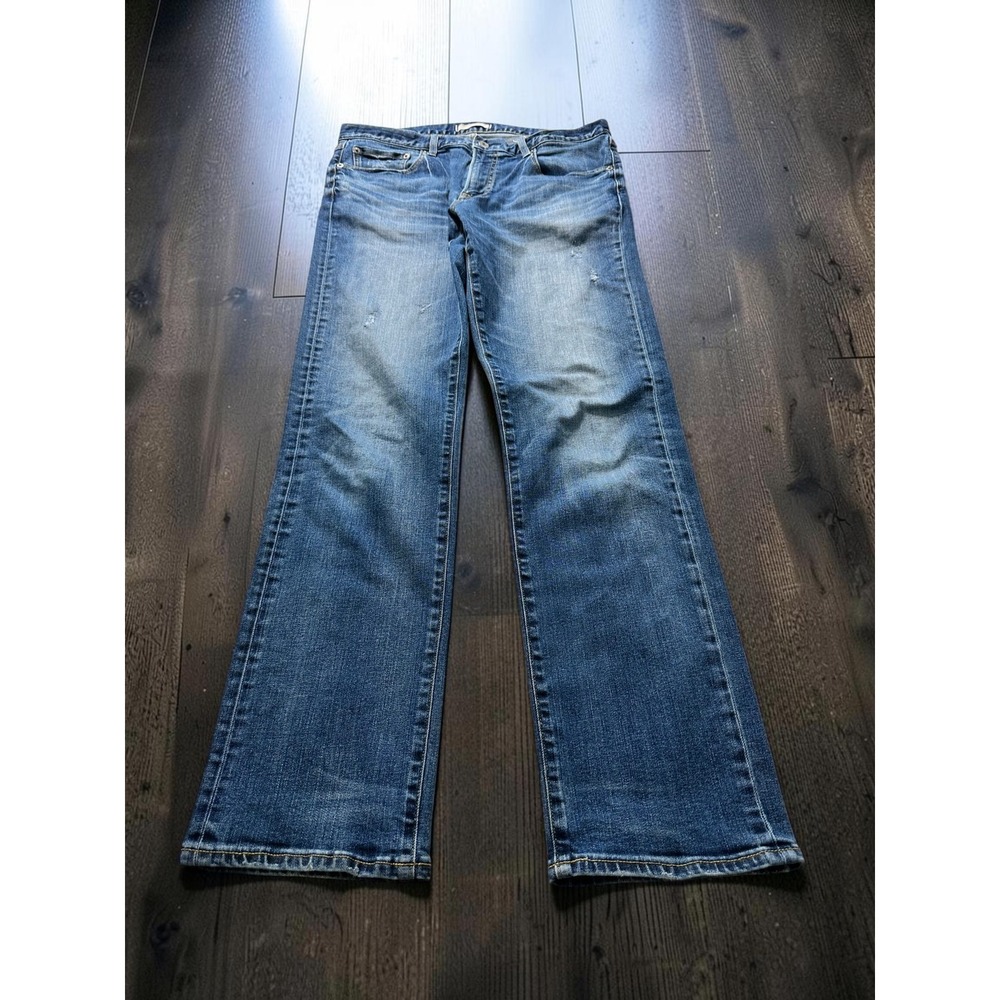 Uniqlo Slim Straight Mens 34 Blue Kaihara Japanese Denim Low Rise Jeans Casual